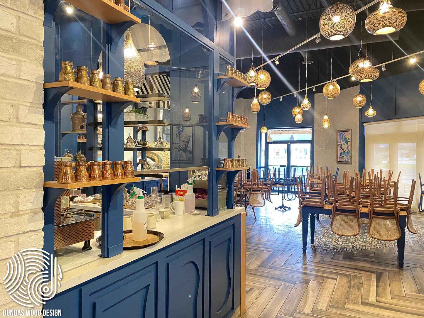 Vibrant Restaurant Interior with Custom Woodwork