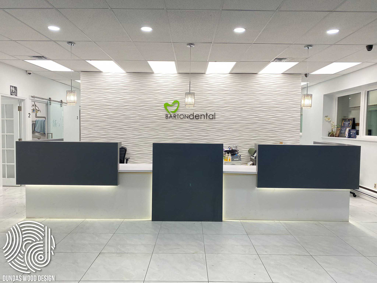 Modern Reception Desk in Grey and White for Dental Clinic