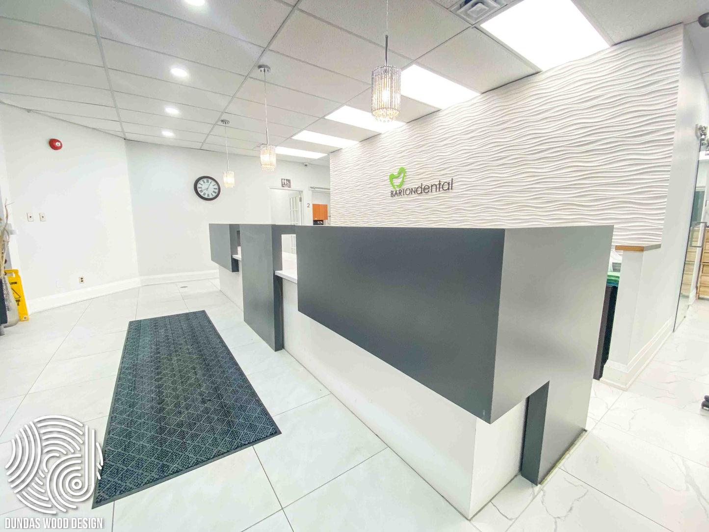 Modern Reception Desk in Grey and White for Dental Clinic