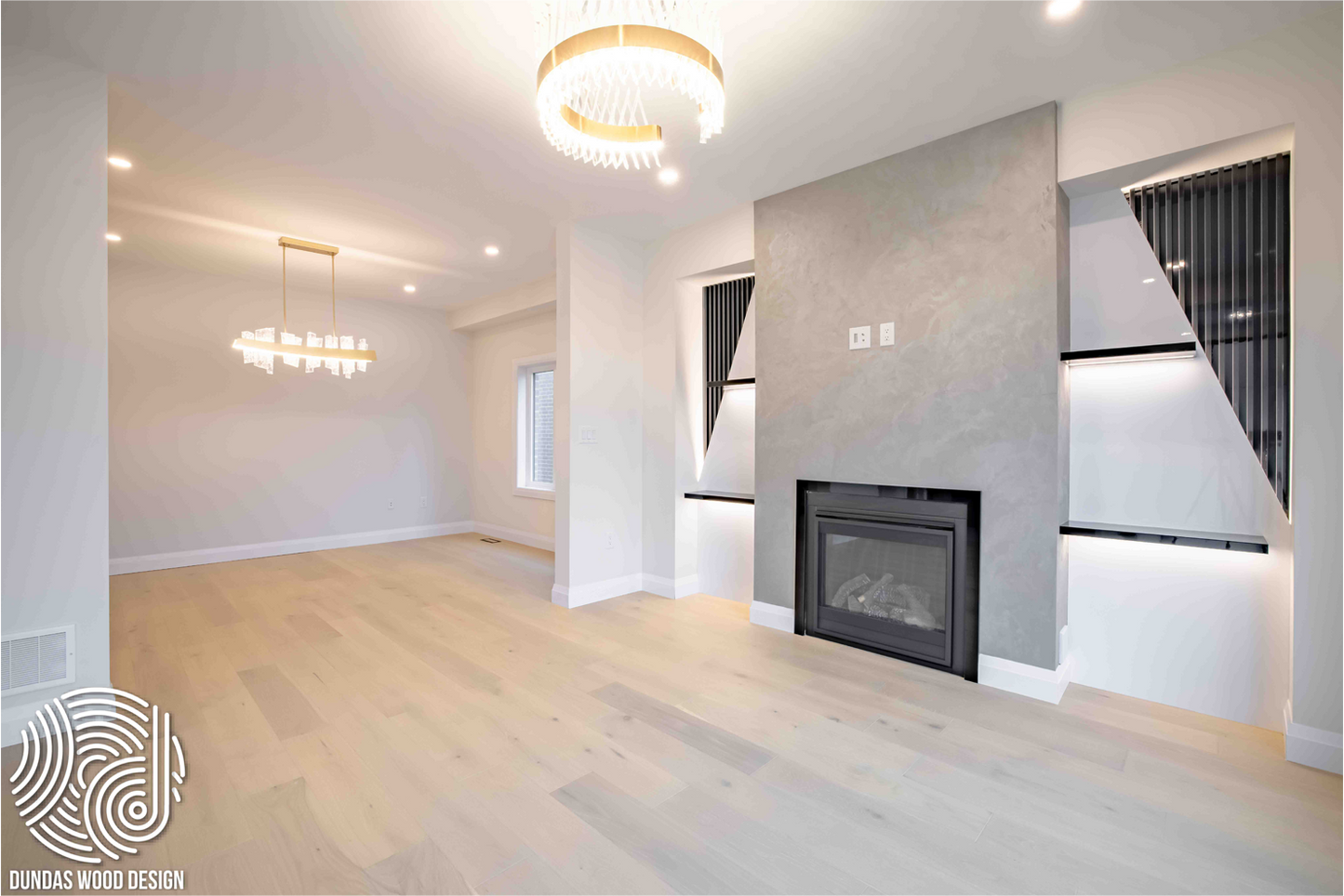 Modern Wall Mounted Grey Living Room Fireplace