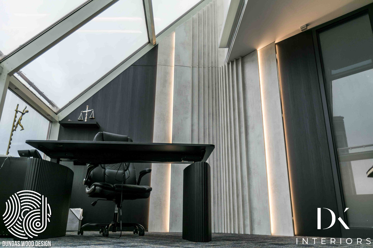 Modern Office with Custom Wood Detailing