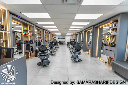 Sleek & Modern Custom Barbershop Interior