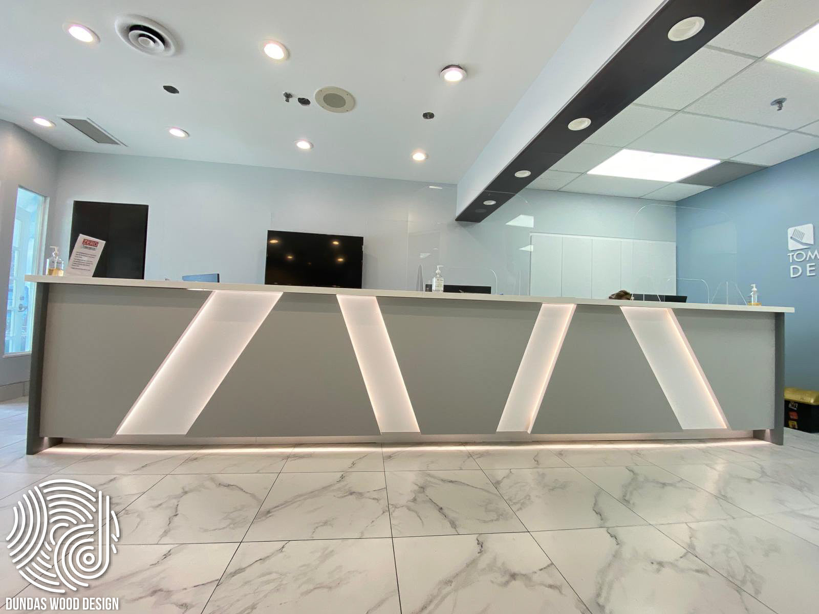 Modern Reception Desk with LED Accents for Dental Clinic