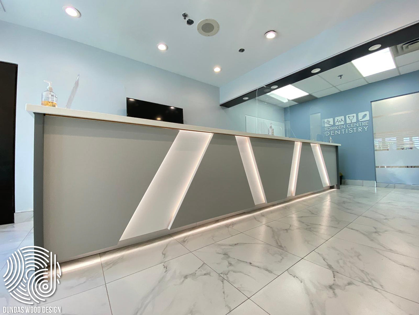 Modern Reception Desk with LED Accents for Dental Clinic