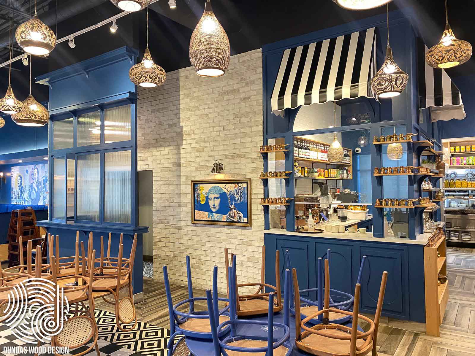 Vibrant Restaurant Interior with Custom Woodwork