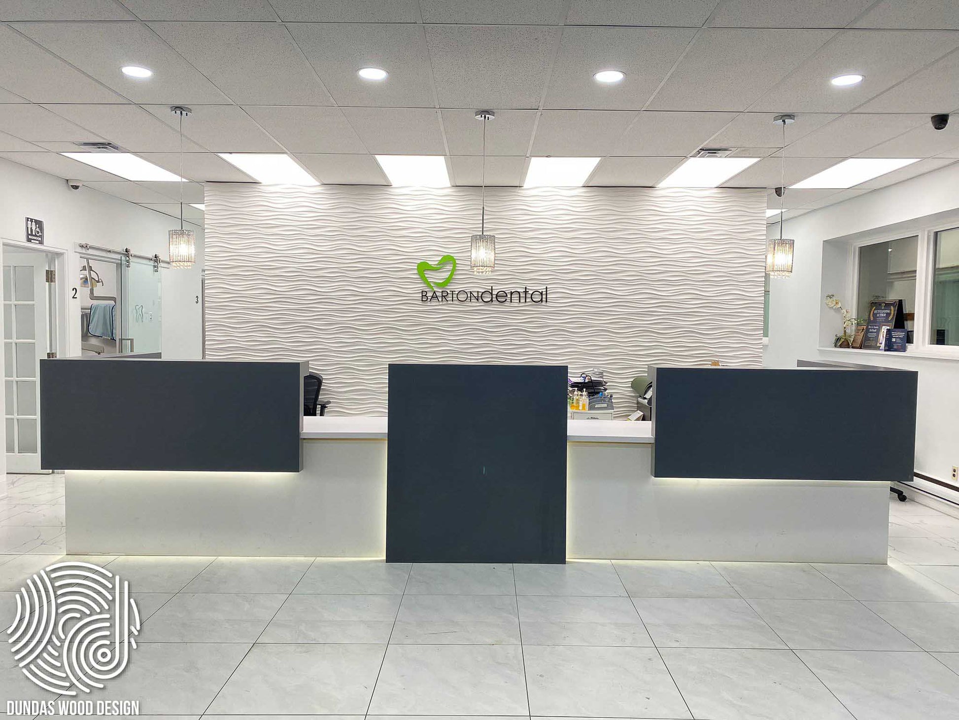 Modern Reception Desk in Grey and White for Dental Clinic