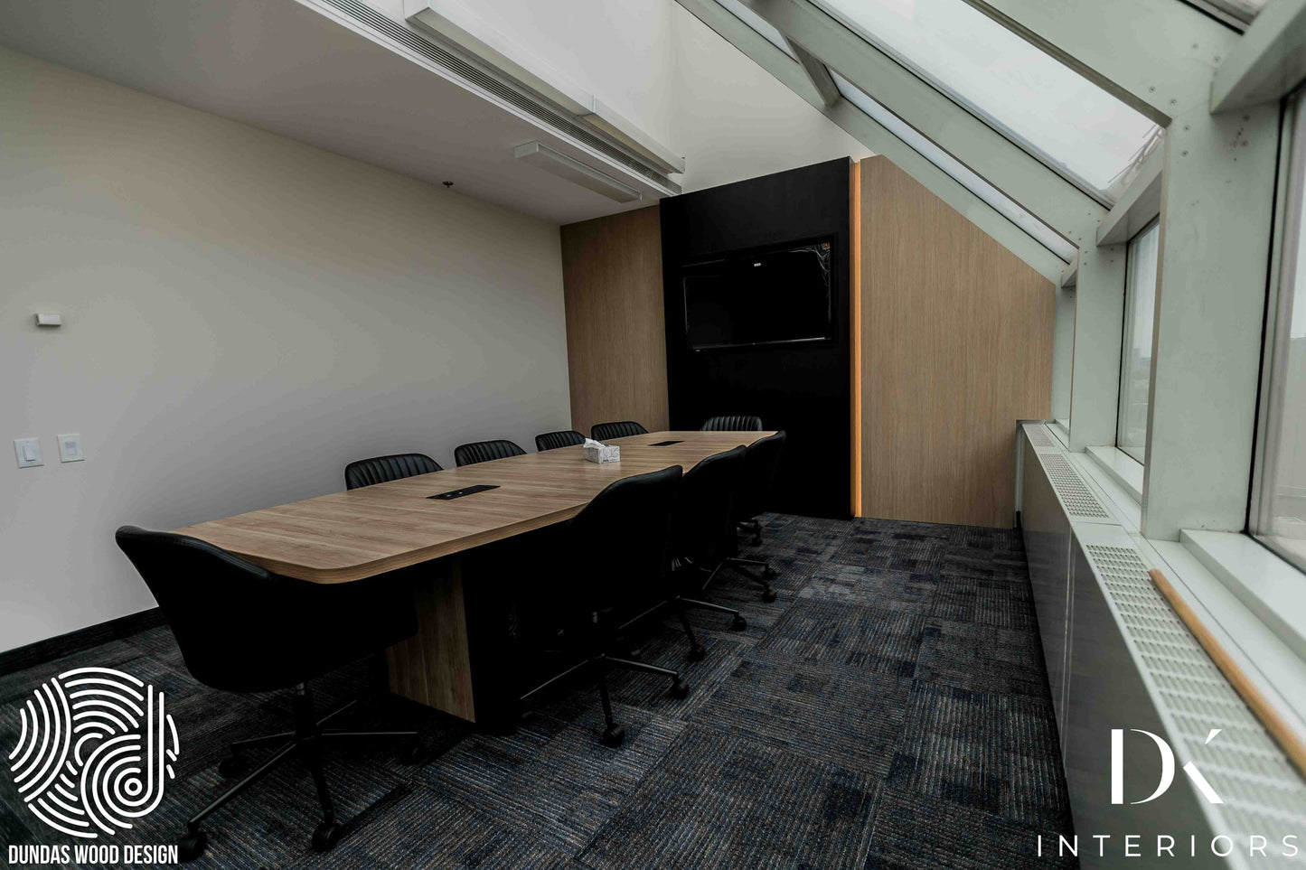 Modern Office with Custom Wood Detailing