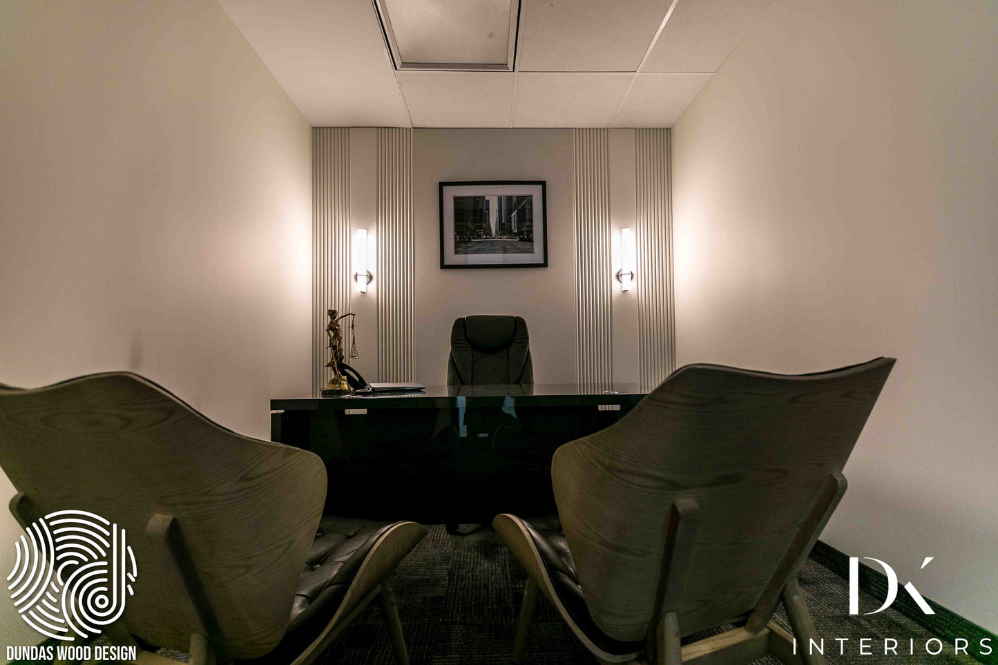 Modern Office with Custom Wood Detailing