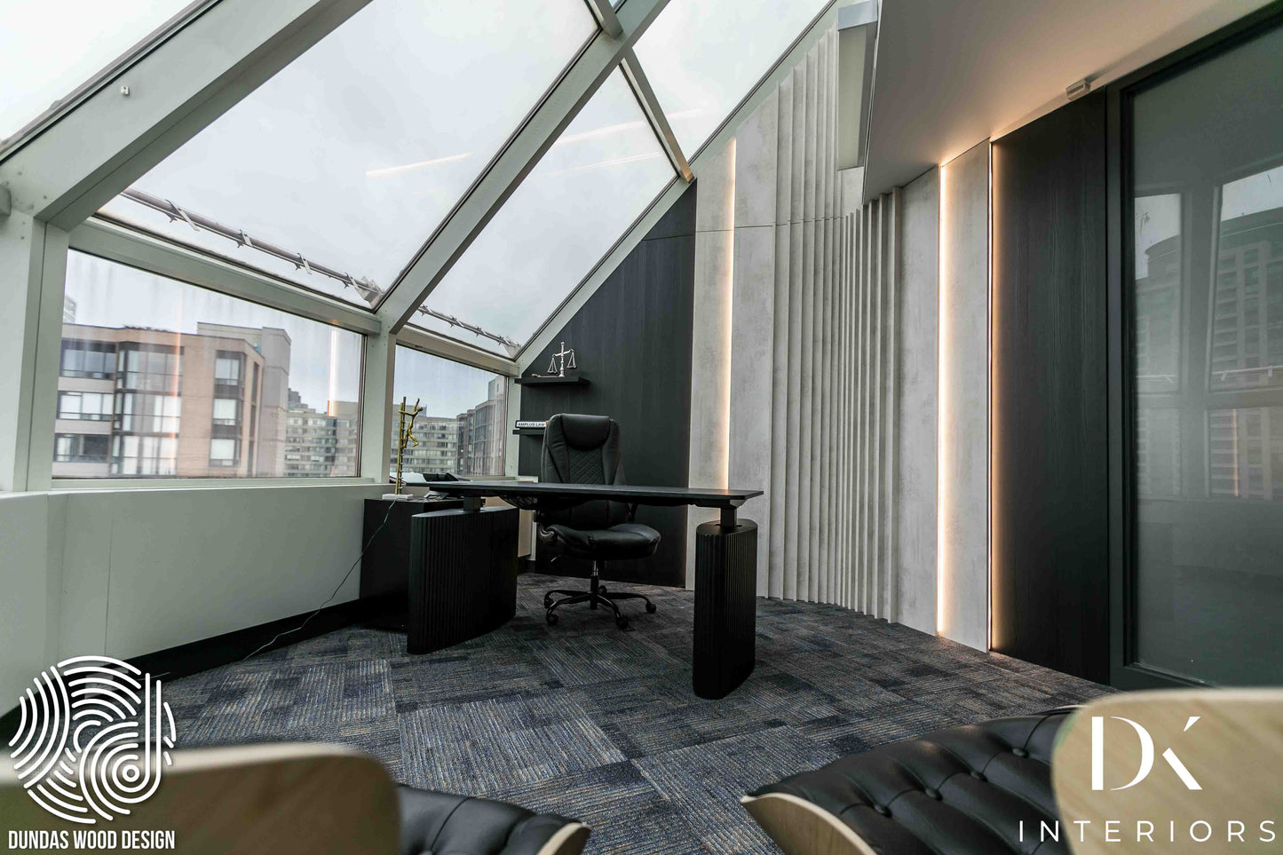 Modern Office with Custom Wood Detailing