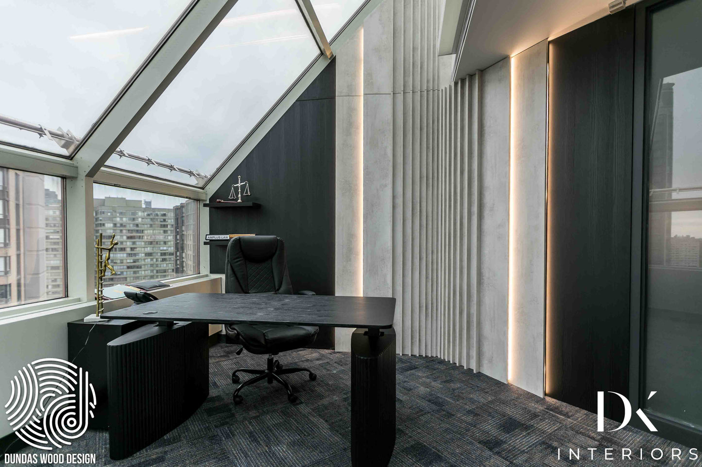 Modern Office with Custom Wood Detailing