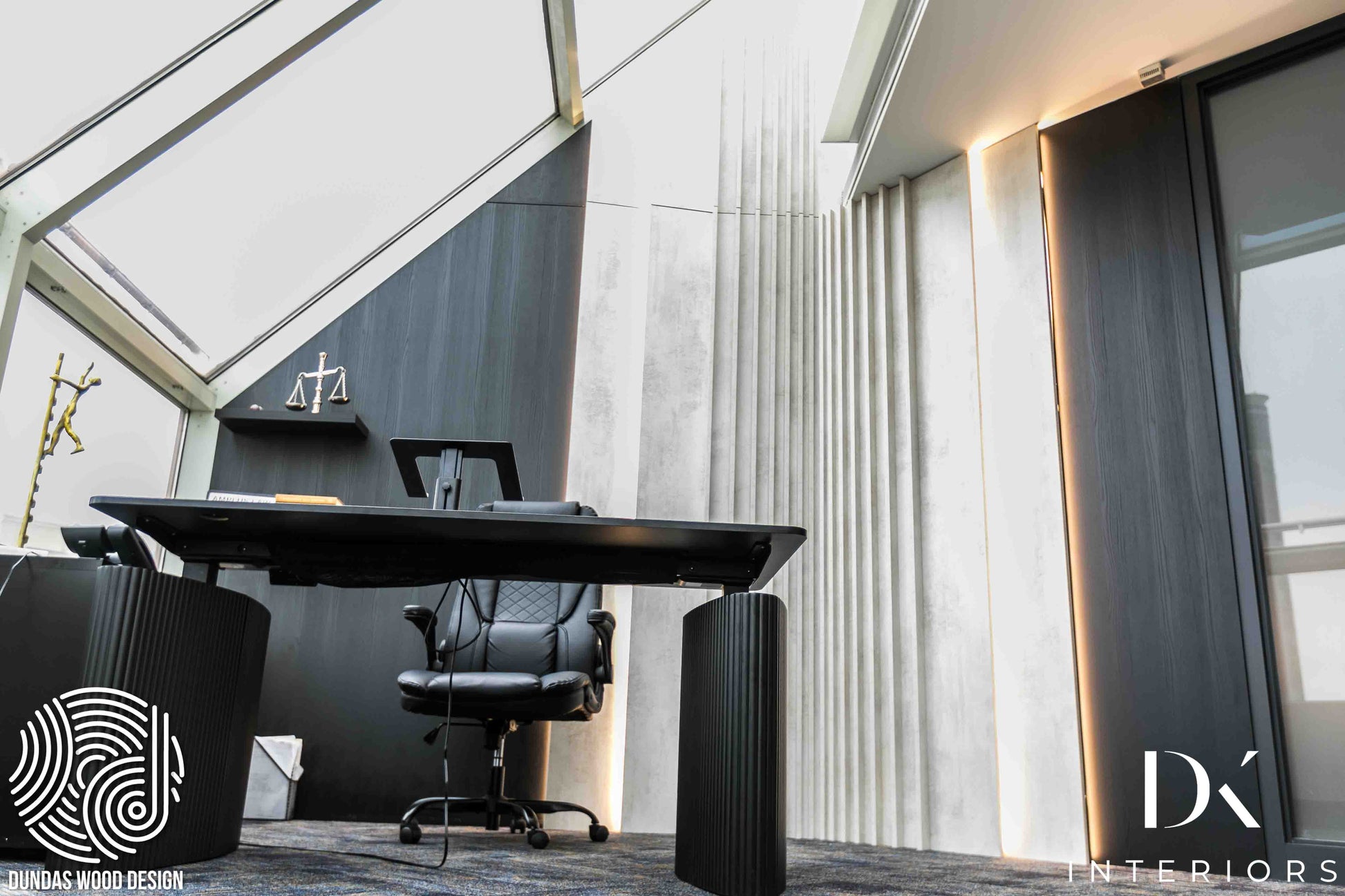 Modern Office with Custom Wood Detailing