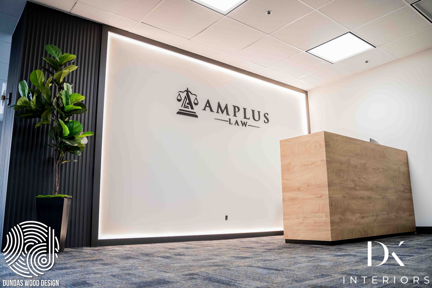 Modern Office with Custom Wood Detailing