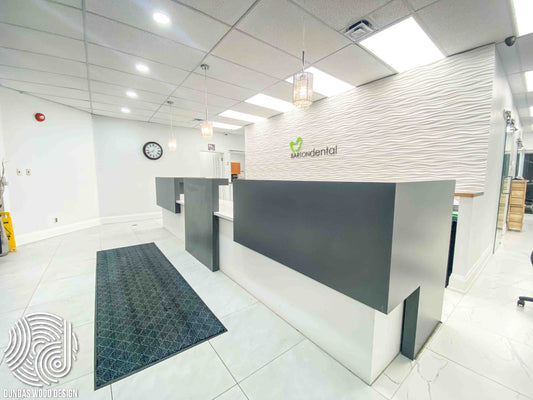 Modern Reception Desk in Grey and White for Dental Clinic